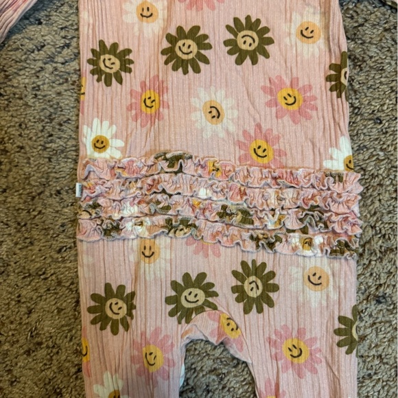 Posh Peanut Flower Power Ruffle Floral Kids Footie PJ - Picture 6 of 6